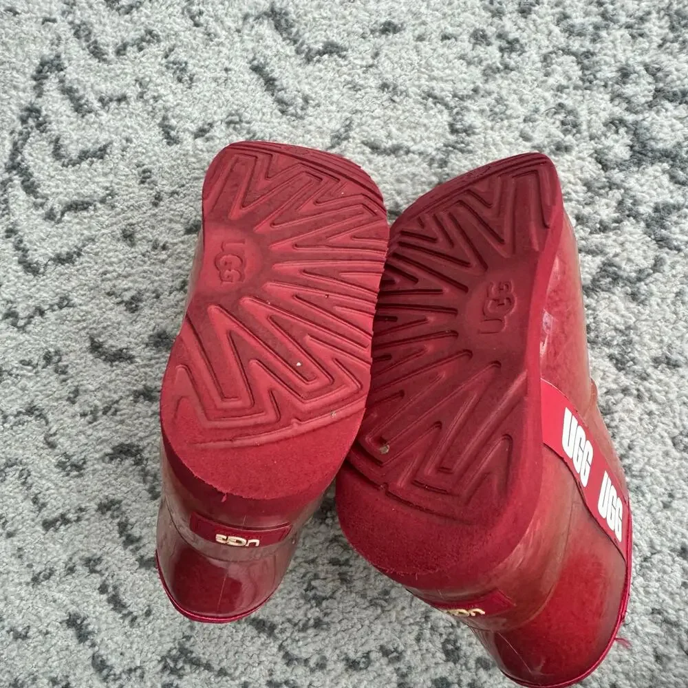 UGG Kids' Classic Clear Mini Waterproof Ankle Boots Samba Red Size 2Y